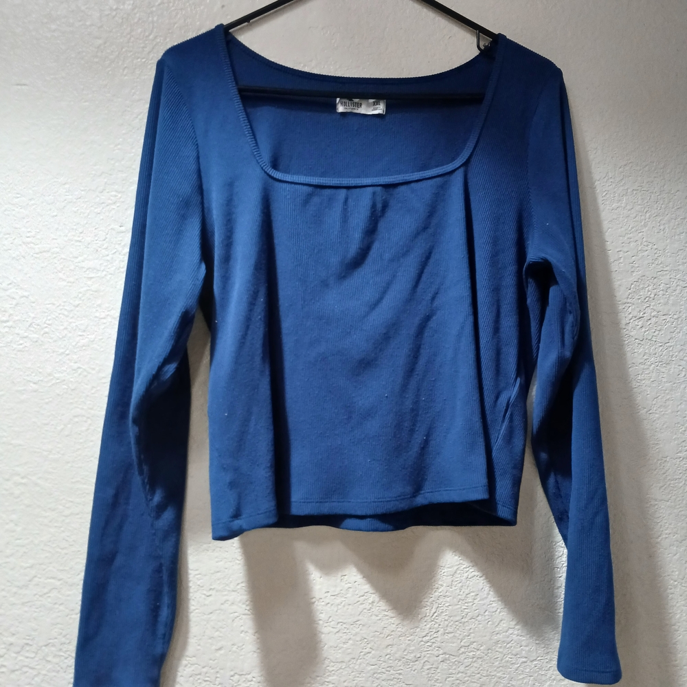 Elegant Blue Long Sleeve Women's Top
